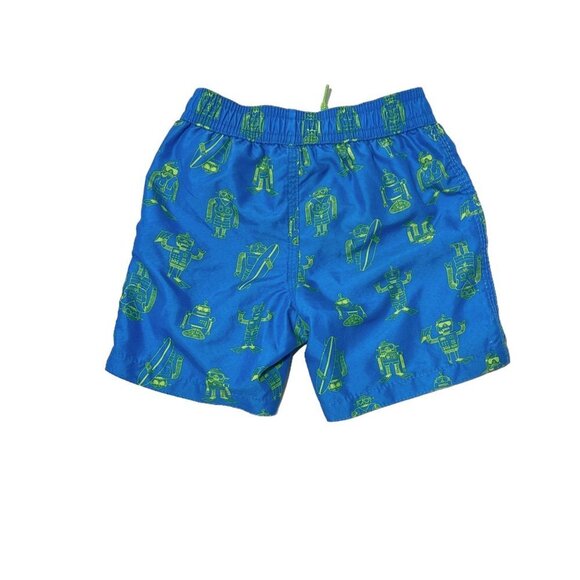 Joe Fresh Toddler Boys Robot Print Swim Shorts Blue - Picture 3 of 3